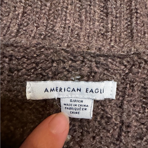 🤎 American Eagle Y2K Cable Knit Cropped Cardigan Brown Size Small 🤎 - Picture 4 of 6